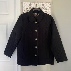 Chico's Quilted Barn Chore Jacket Equestrian Collared Black Sz2